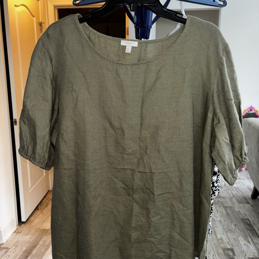 Talbots Green Boxy Blouse Relaxed Fit